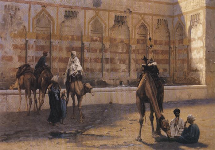 Jean - Leon Gerome Camels at the Watering Place. France oil painting art